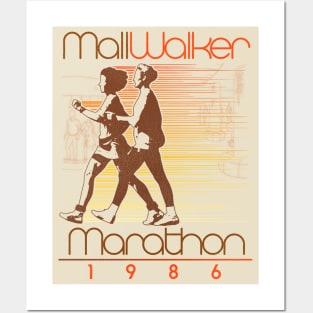 1986 Mall Walker Marathon Retro Walking Race Posters and Art